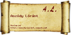 Aszódy Lóránt névjegykártya